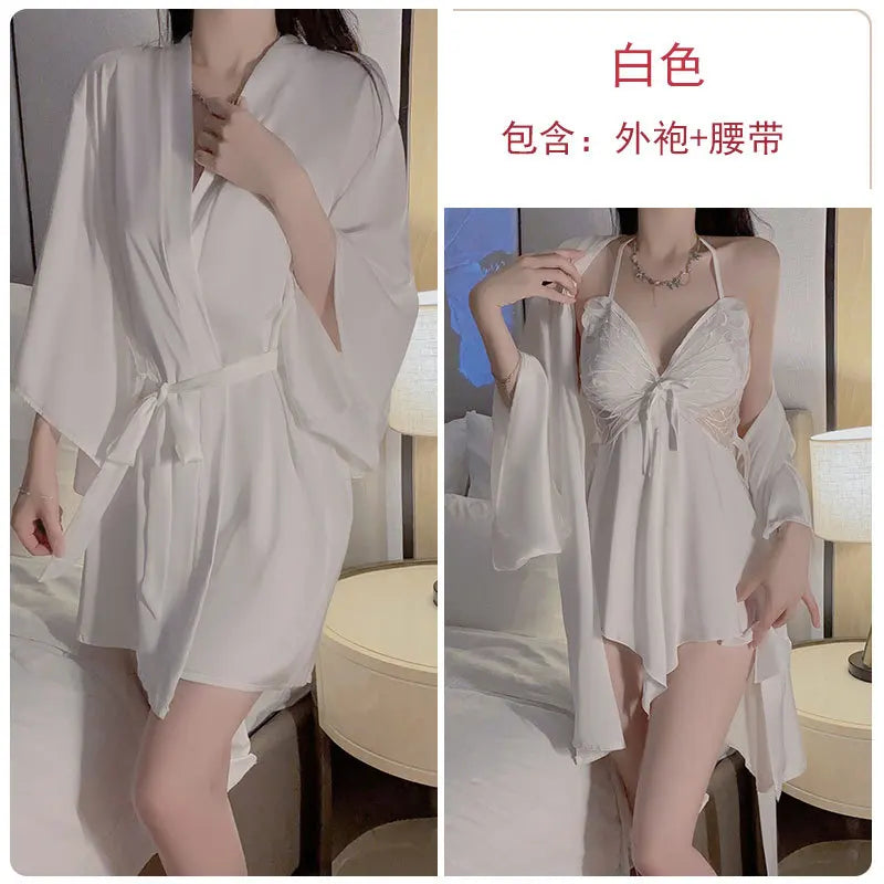 Women Bow Robe Sleep Set
