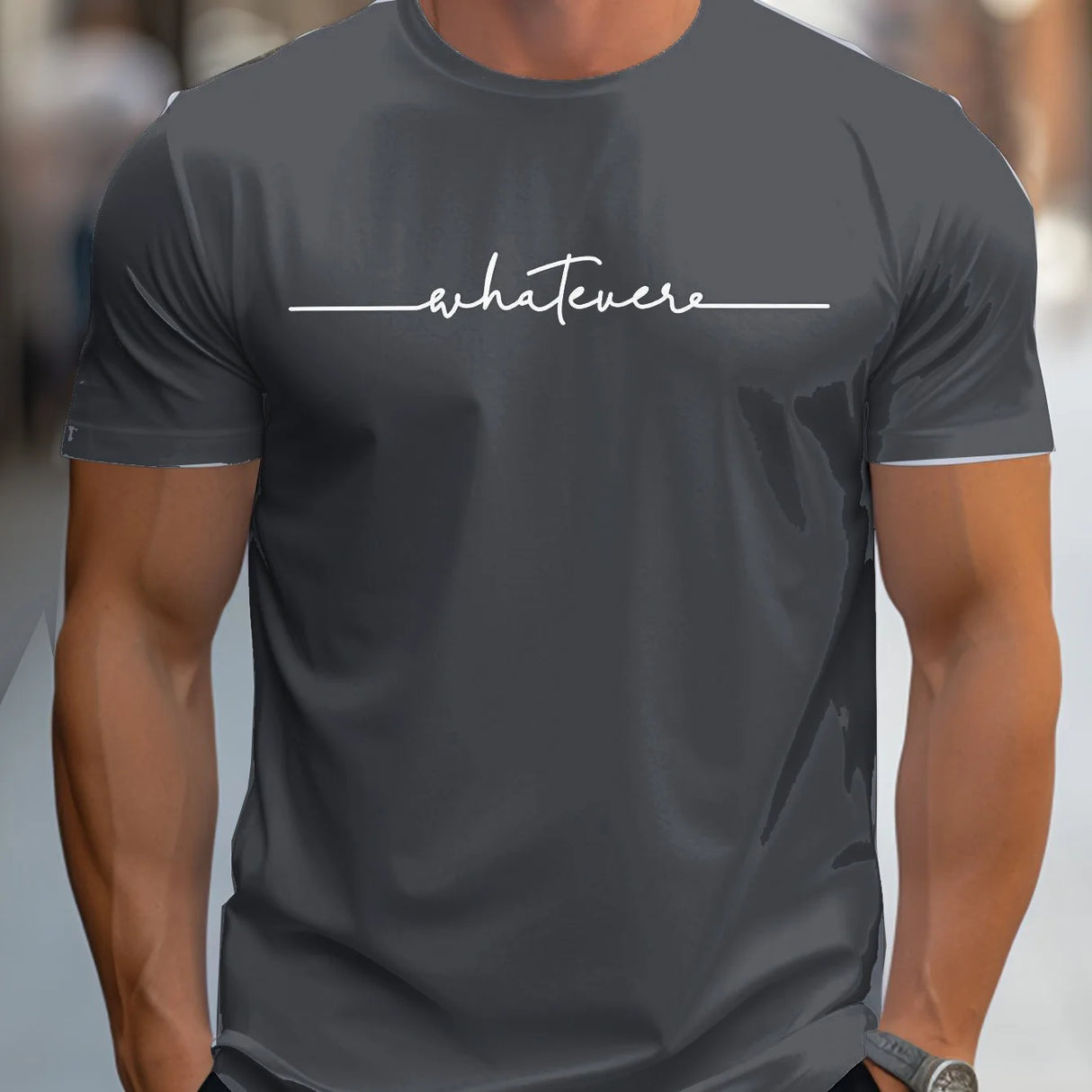 Men Letter Print Cotton Tee