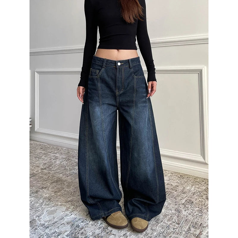 HarajukuWide™ – Baggy Retro Y2K Jeans (High Waist, 2000s Style)