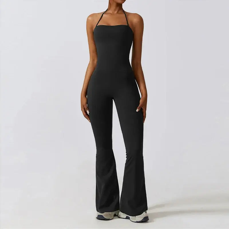 Women Backless Flared Yoga Jumpsuit