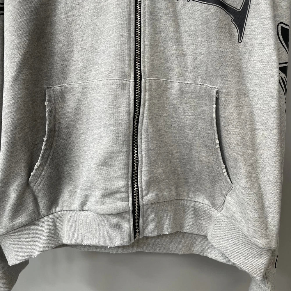 Men Rhinestone Zipper Hoodie
