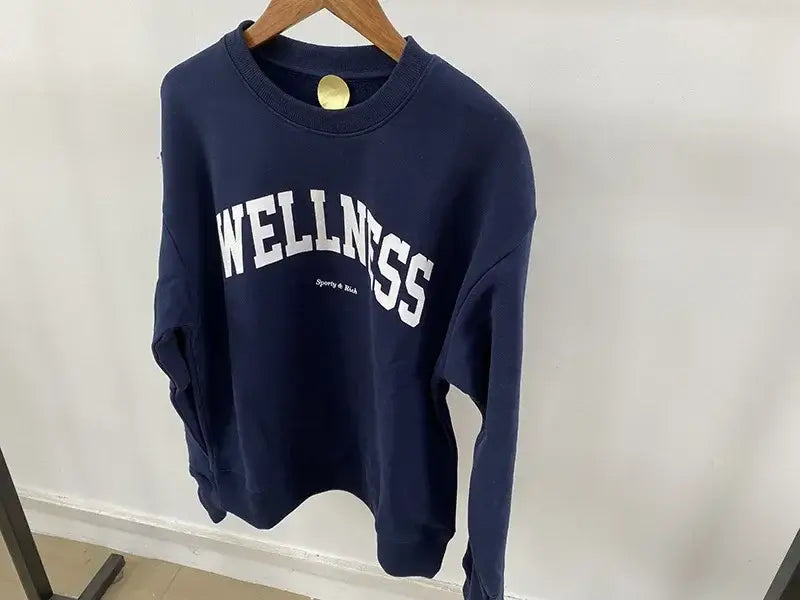 Women Letter Print Sweatshirt Vintage O-Neck Pullover