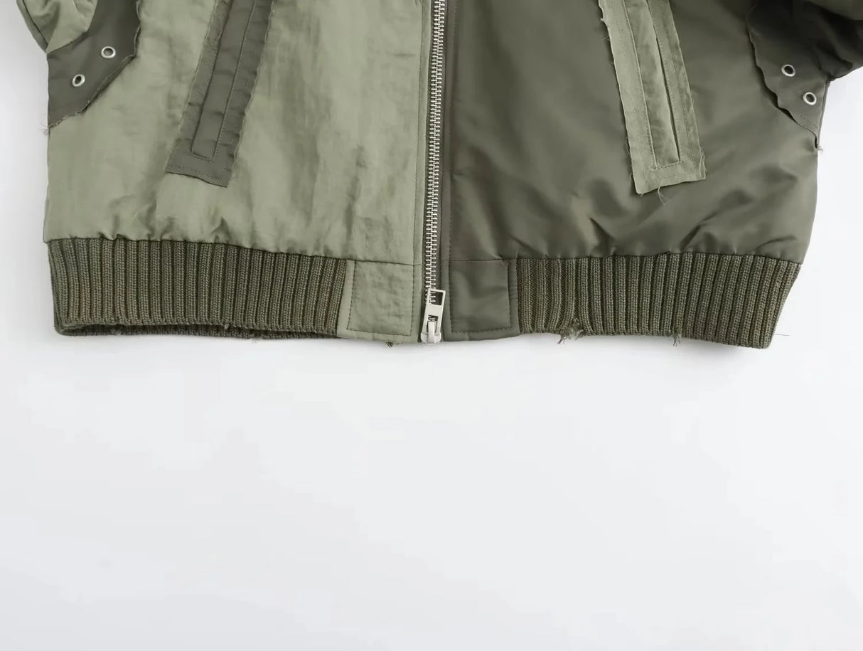 Oversized Army Green Bomber Jacket