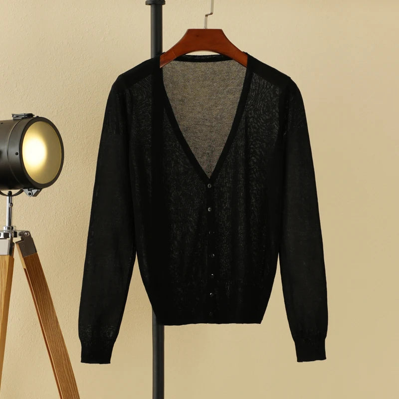 Korean V-Neck Cropped Cardigan Women's Sweater