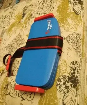 Ifold Portable Baby Car Seat in vibrant blue with red accents, designed for unisex ages 7-12, made from synthetic fiber.