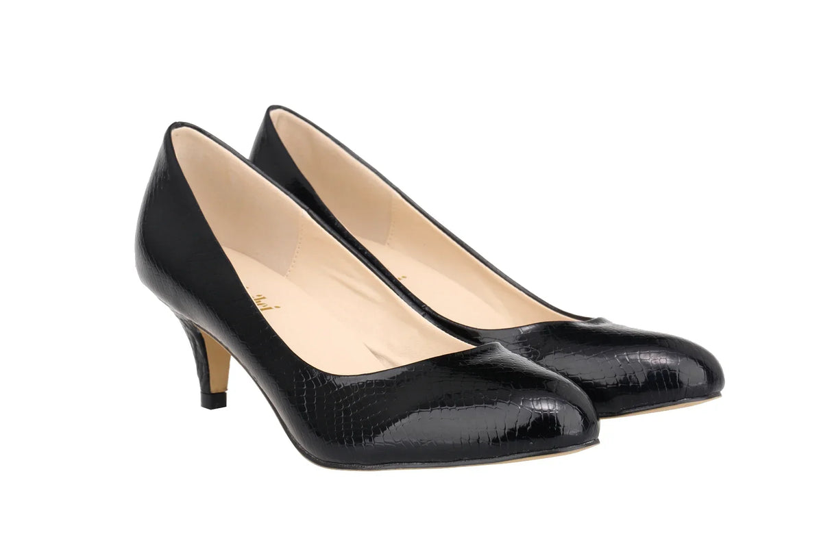 5cm Crocodile Pumps – Low Heel Red Heels 2025