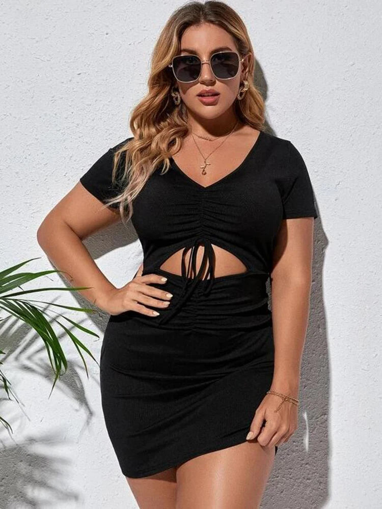 Women Drawstring Bodycon Dress