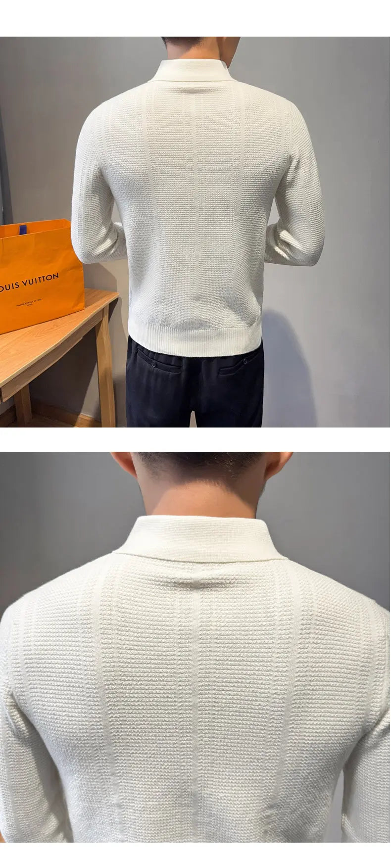 Men's Turn Down Collar Knit Sweater