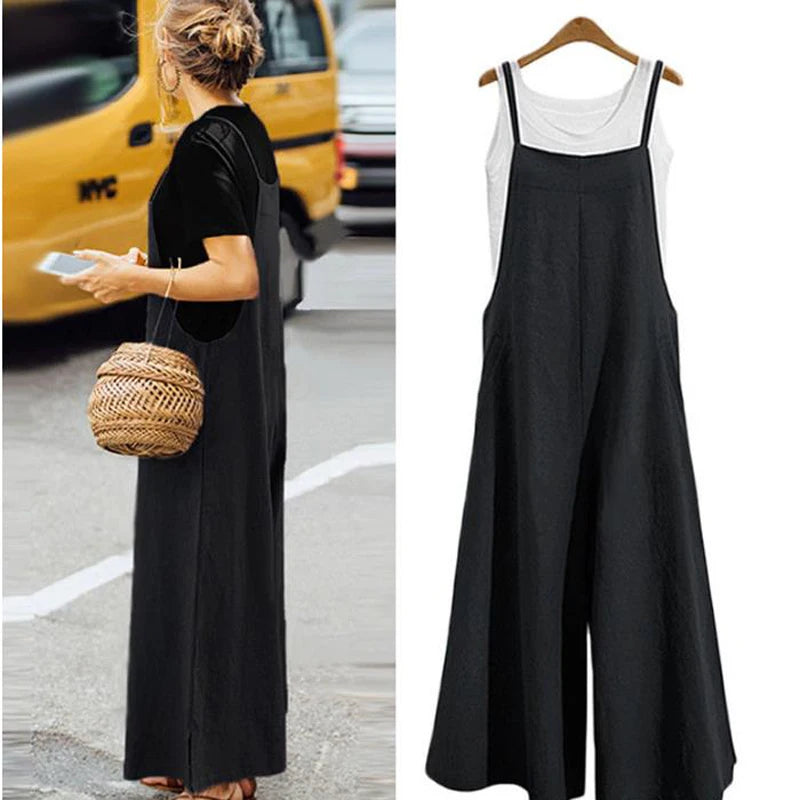 Women Cotton Wide Leg Jumpsuit