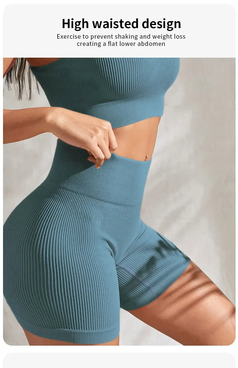 Women Seamless Ribbed Yoga Set