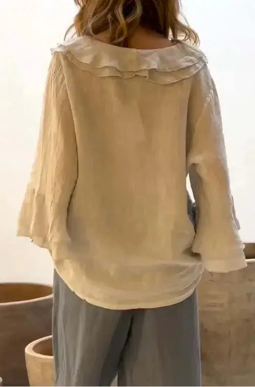 Women Ruffle Button Knit Cardigan