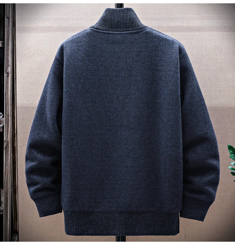 Men Fleece Knit Cardigan Jacket