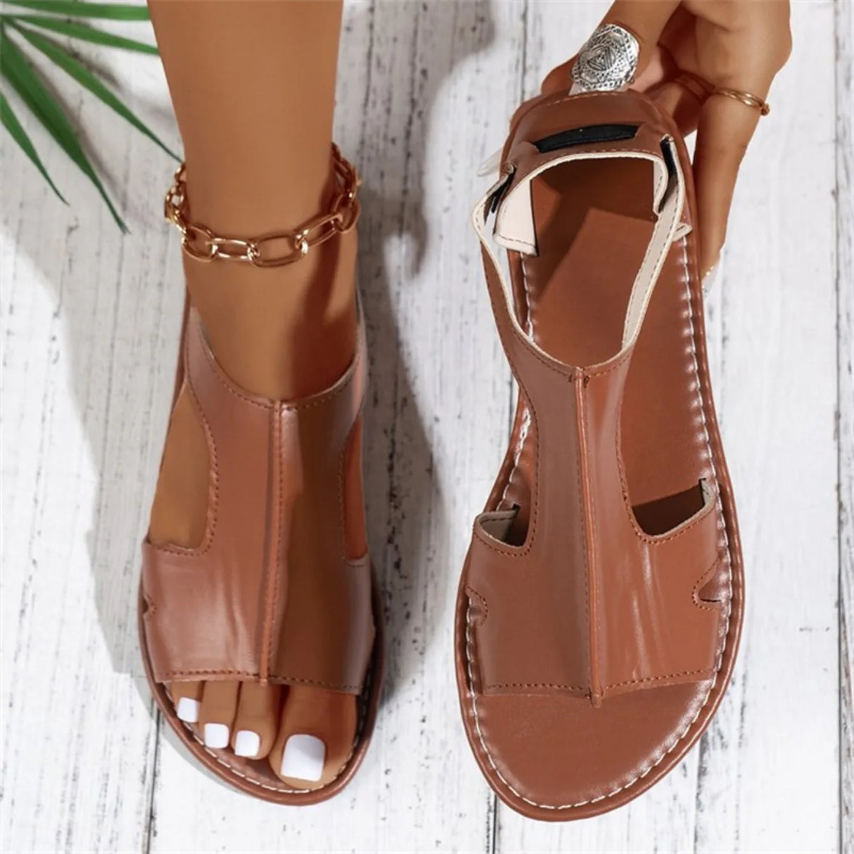 Women Shallow Flat Sandals Lightweight Shoes