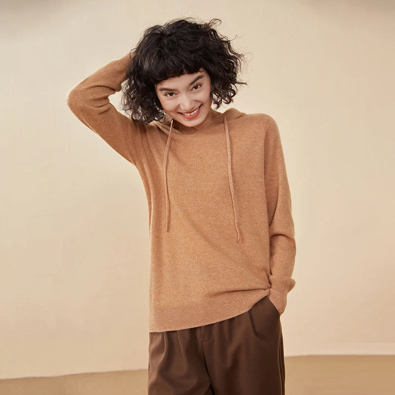 Women's 100% Cashmere Hooded Sweater
