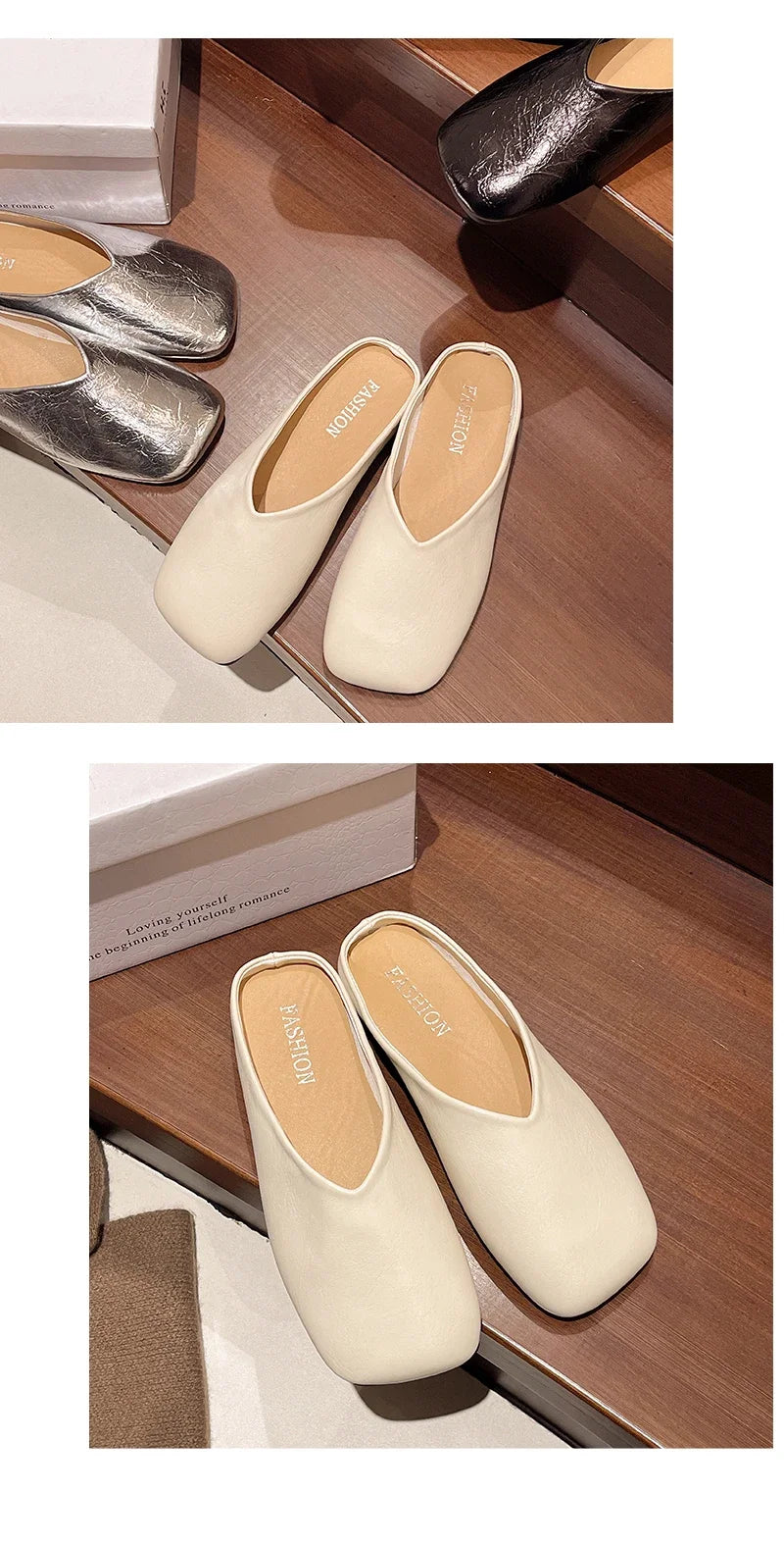 Women Mules Closed Toe Flat Slides