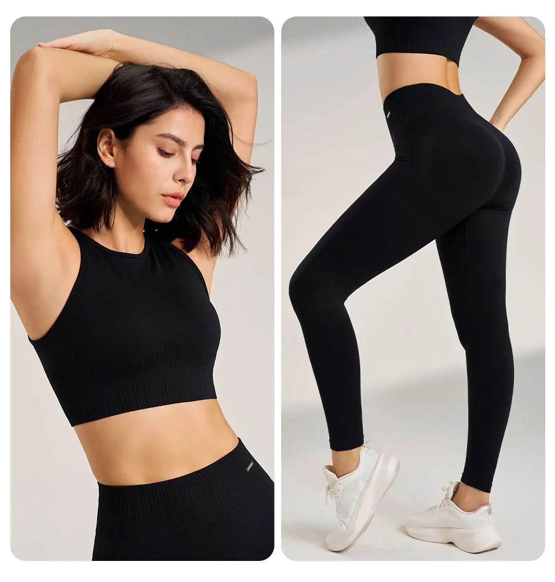 Women High Waist Leggings & Top Set