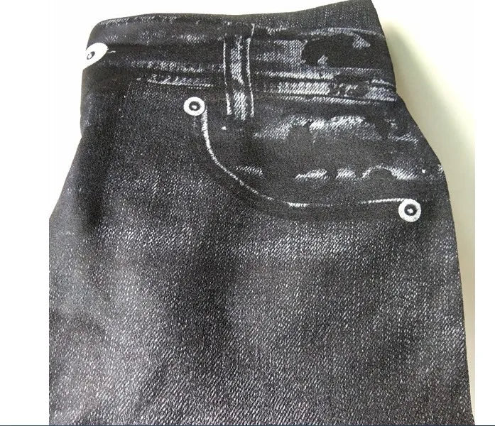 Women Denim Print Stretch Leggings