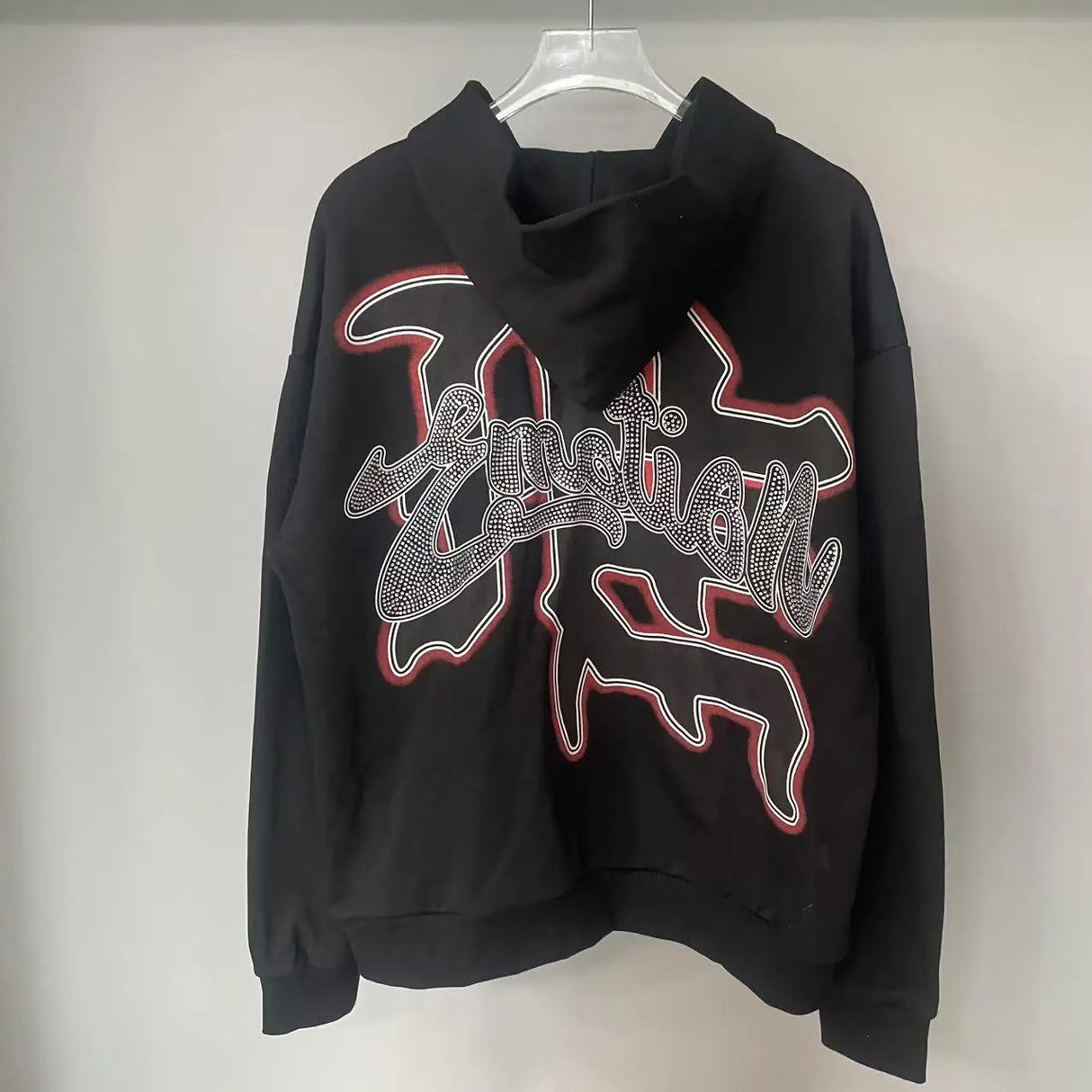 Men Rhinestone Zipper Hoodie