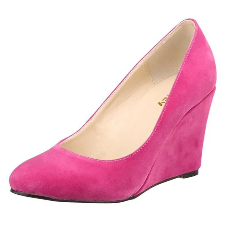 Classic Pointed Wedge Pumps – Black Faux Suede 2025