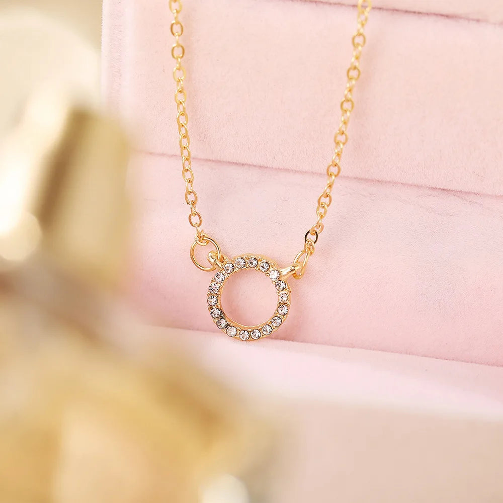 Women’s Golden Crystal Circle Necklace