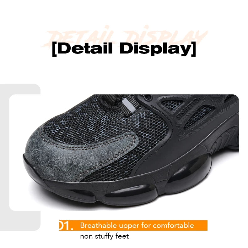 Women Safety Shoes Reflective Steel Toe Sneakers