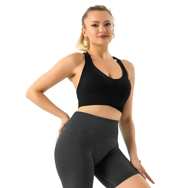 Women Ribbed Galaxy Seamless Sports Bra