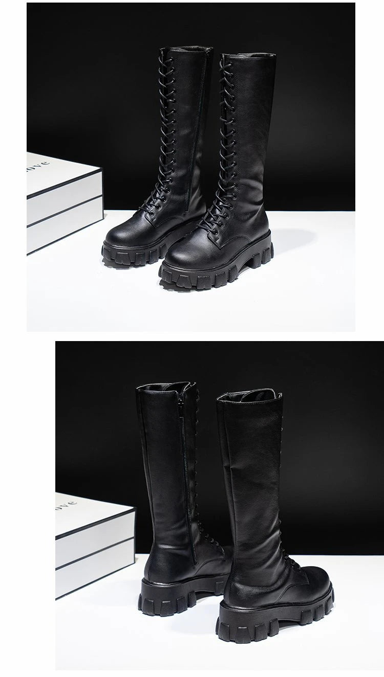 Women Mid Calf Boots Padded Sneakers Punk Style