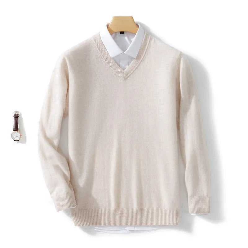 Men's Plus Size Cashmere V-Neck Sweater