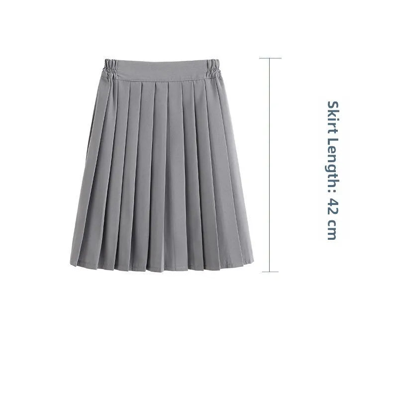Women Pleated Midi College Skirt