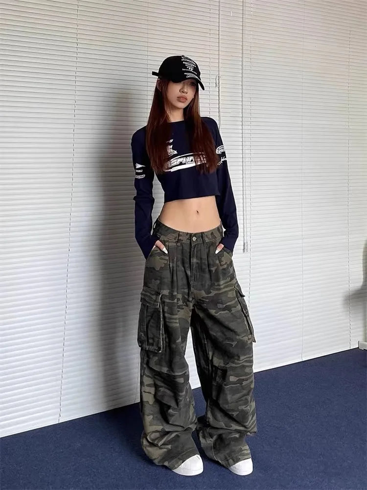 Women Camouflage Cargo Capri Shorts