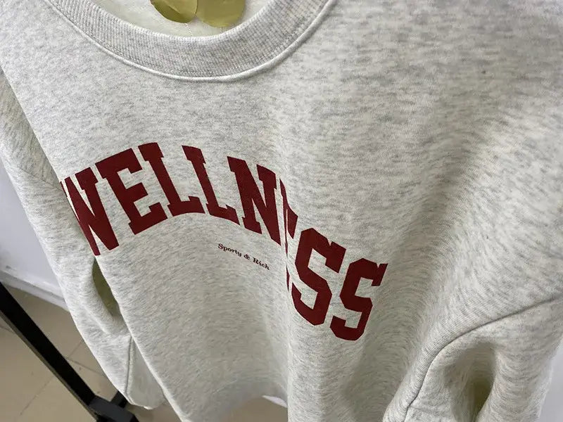 Women Letter Print Sweatshirt Vintage O-Neck Pullover