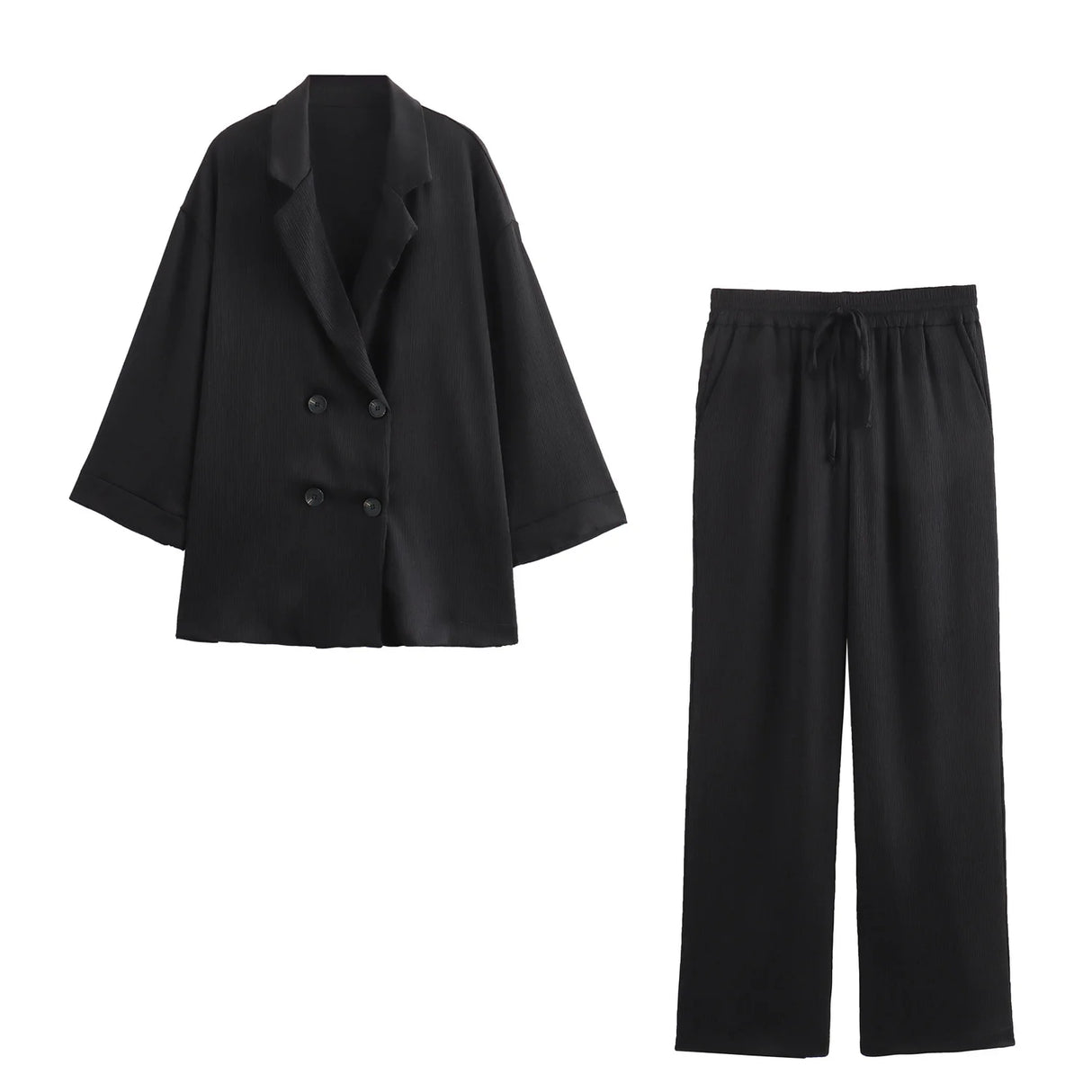 Wrinkled Suit Jacket Pant Set