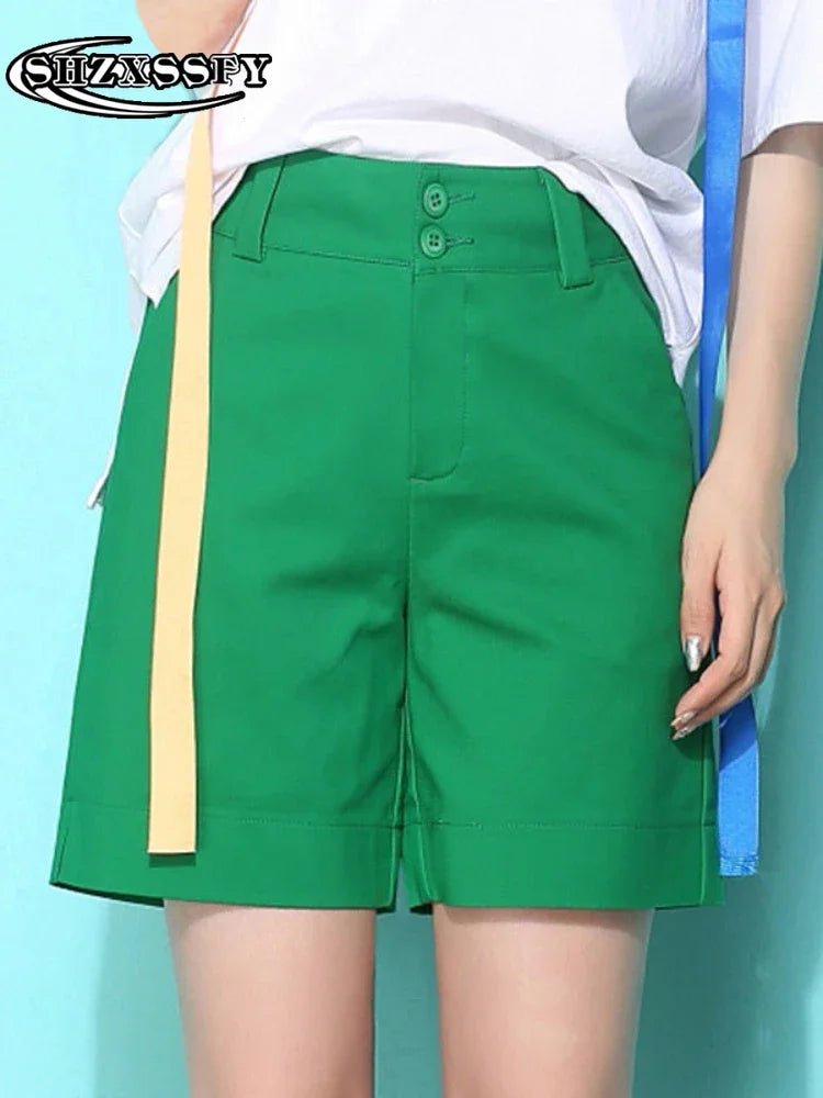 Women's High Waist Linen Shorts