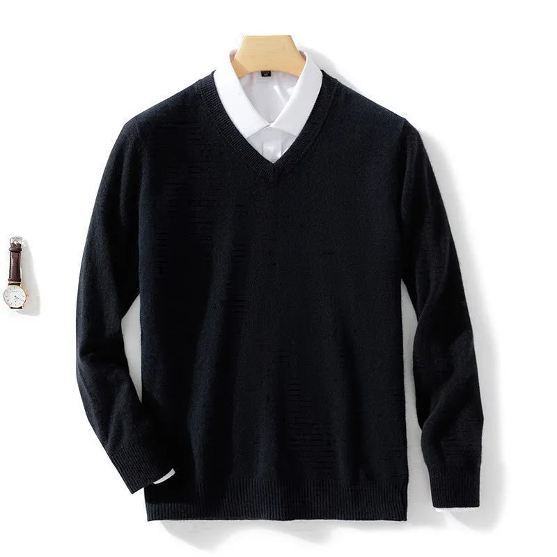 Men's Plus Size Cashmere V-Neck Sweater
