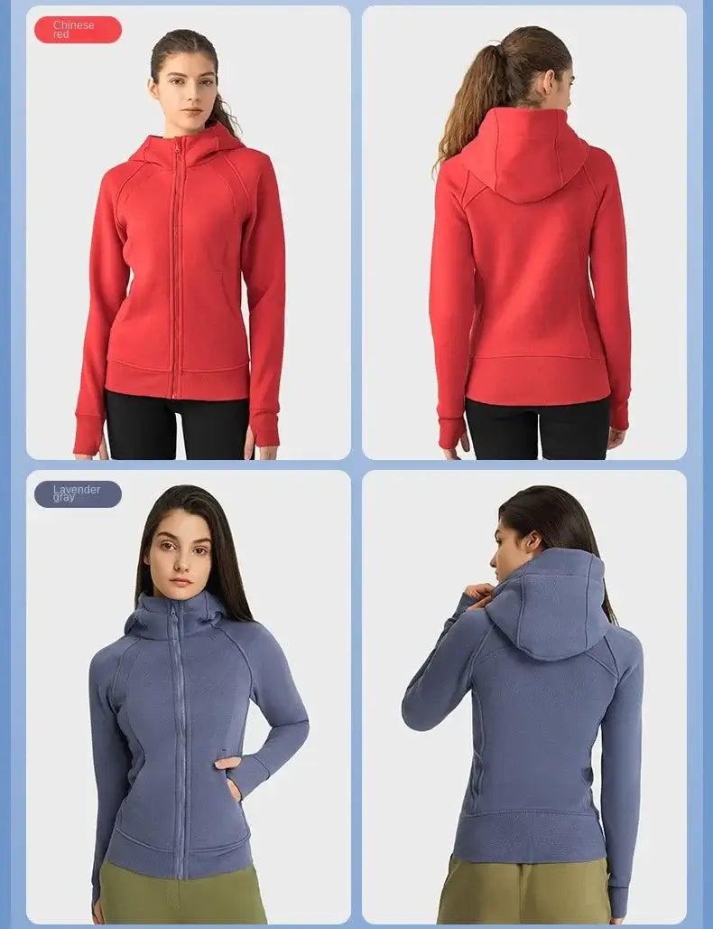 Women Thick Warm Hooded Sports Jacket