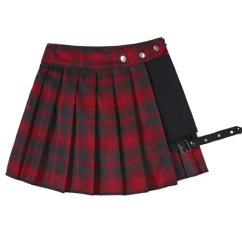 Women Plaid Gothic Half Skirt