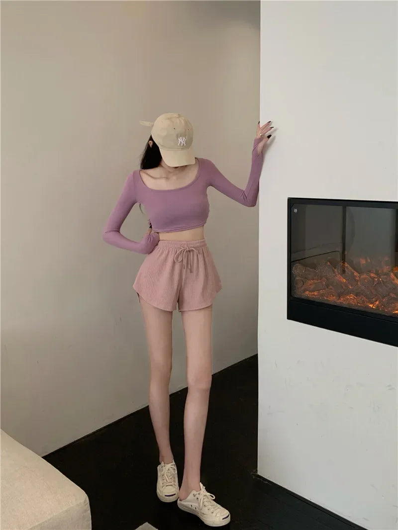 Women Loose Wide Leg Sports Shorts