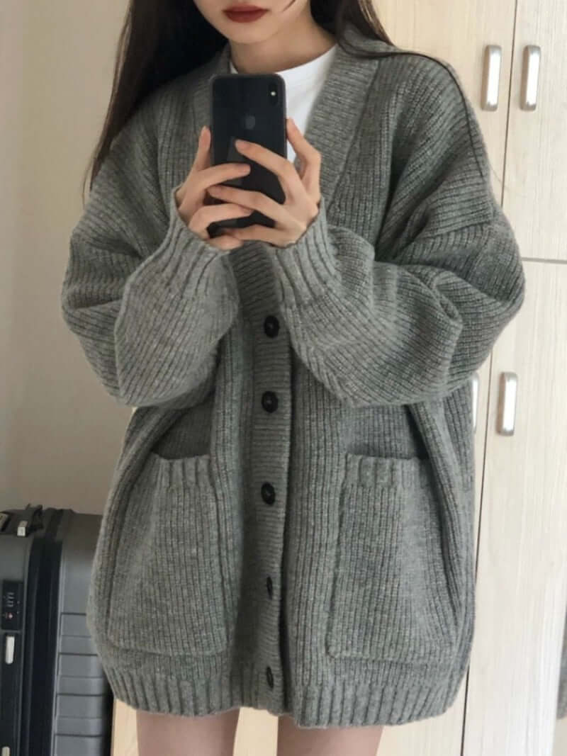 Women V-Neck Knit Cardigan Sweater