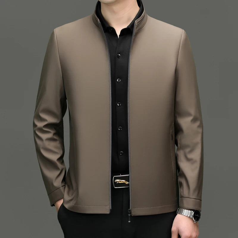 Men Stand Collar Zipper Jacket