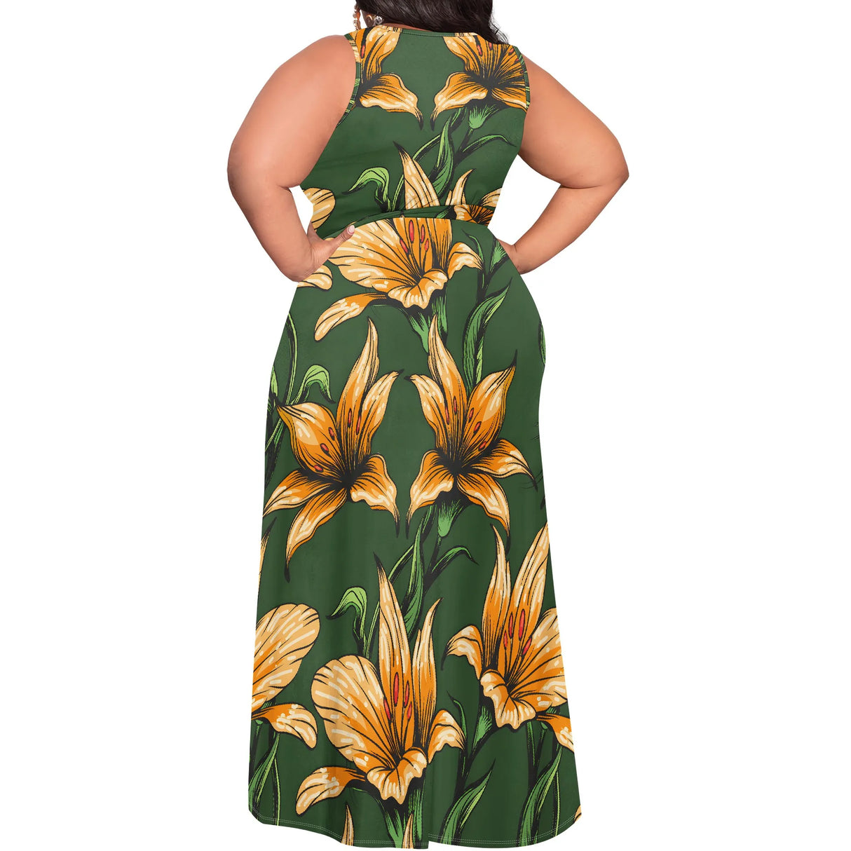 Women 3D Print Halterneck Maxi Dress