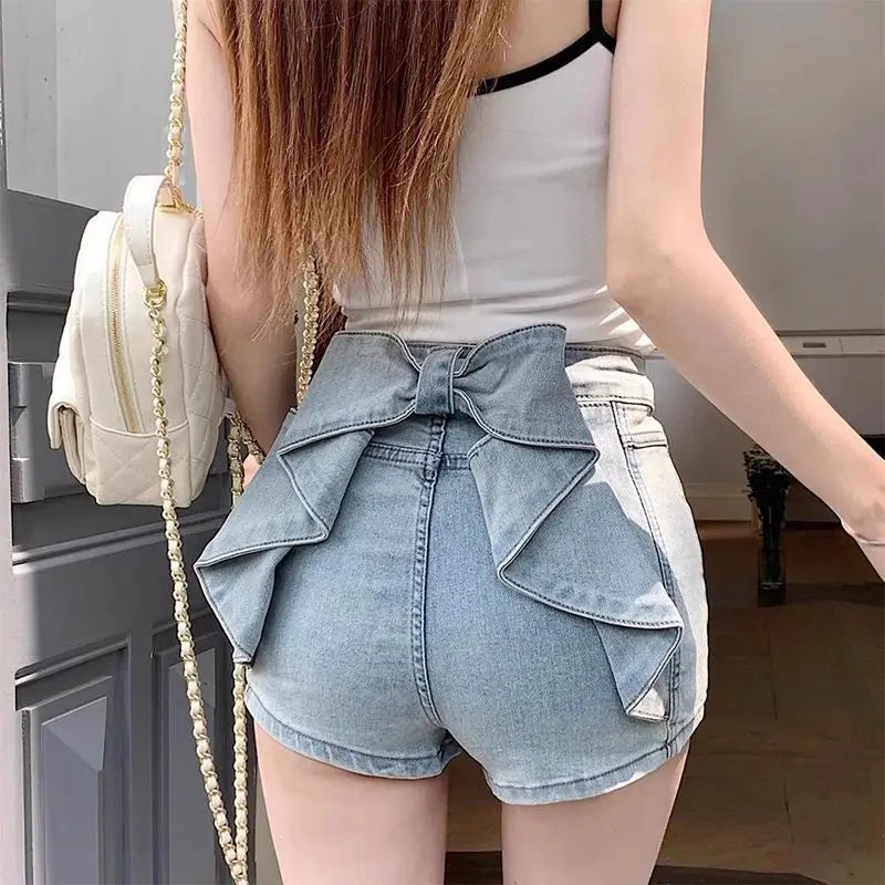 BowPop™ – Summer Hot Girl Denim Shorts (Hip Wrap, High Waist Fit)