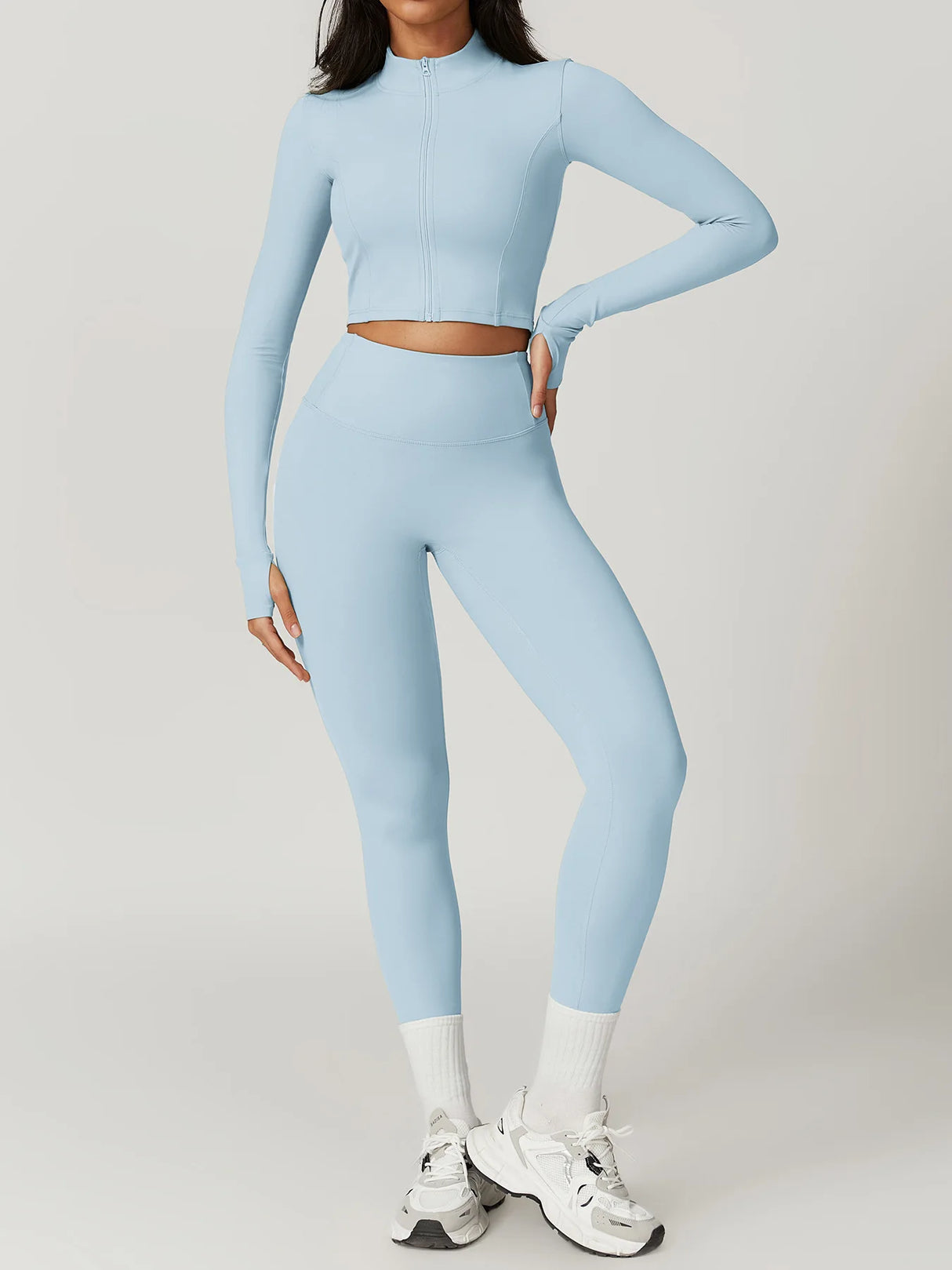 Women's Sexy Zip Long Sleeve Yoga Jacket – Workout Running Cycling Top