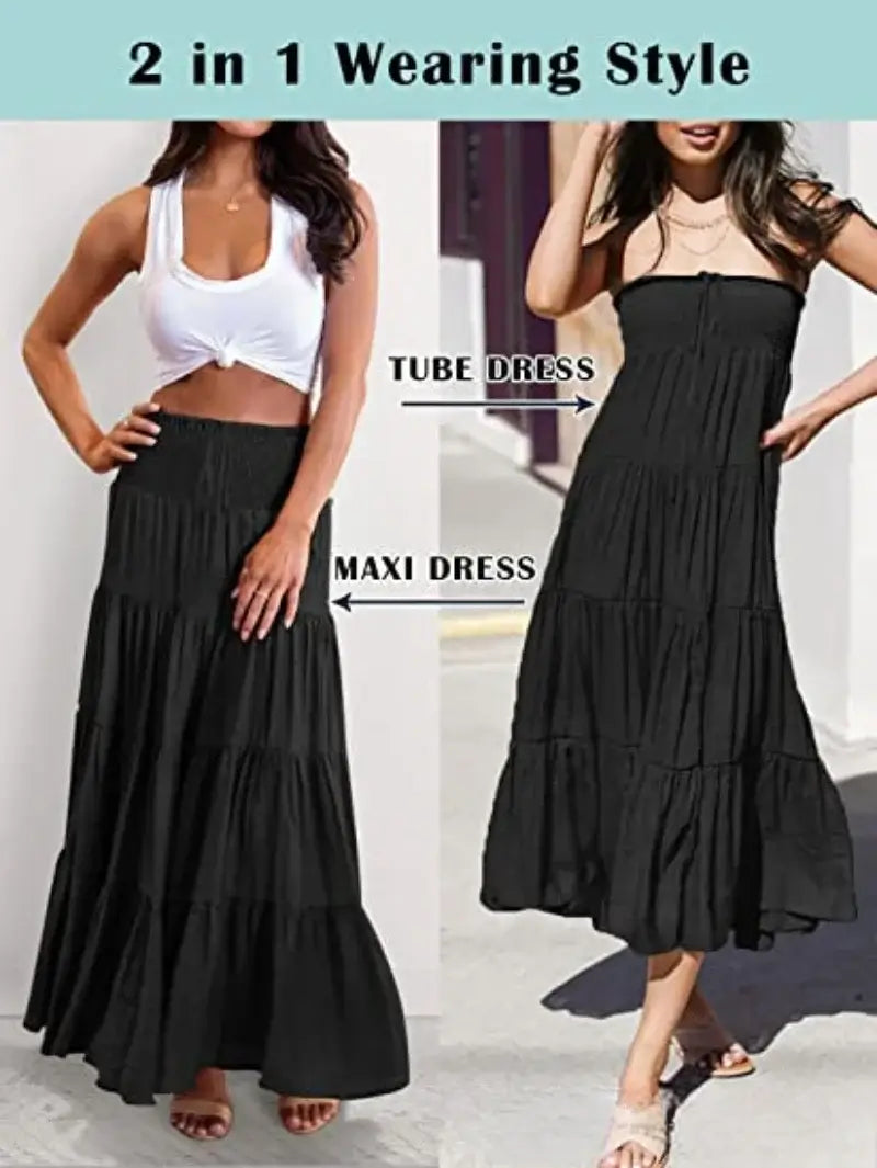 Women High Waist Maxi Boho Skirt
