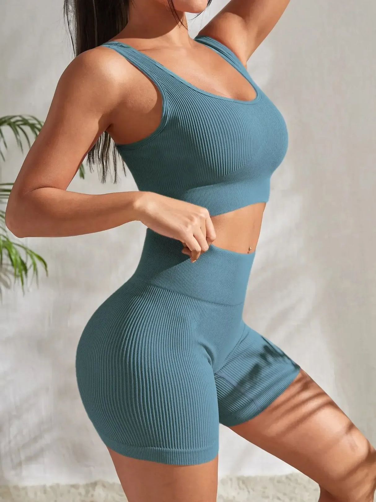 Women Seamless Ribbed Yoga Set