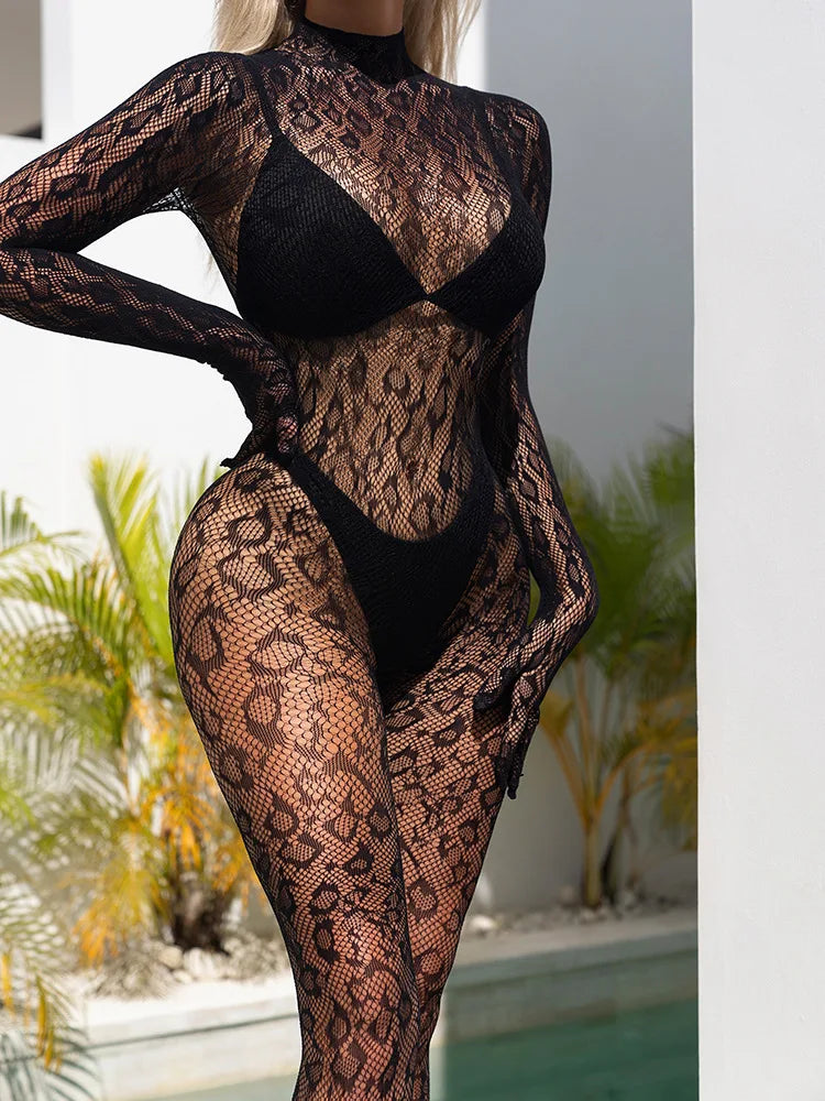 Women Fishnet Lace Bodysuit