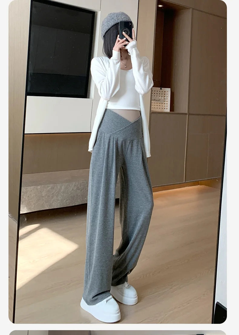 Wide-Leg Low-Waist Maternity Pants