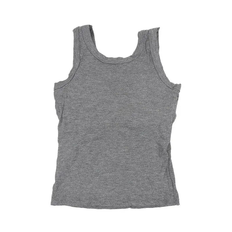 SlimCotz™ padded cotton spaghetti camis in gray, breathable summer vest for women, perfect slim fit.