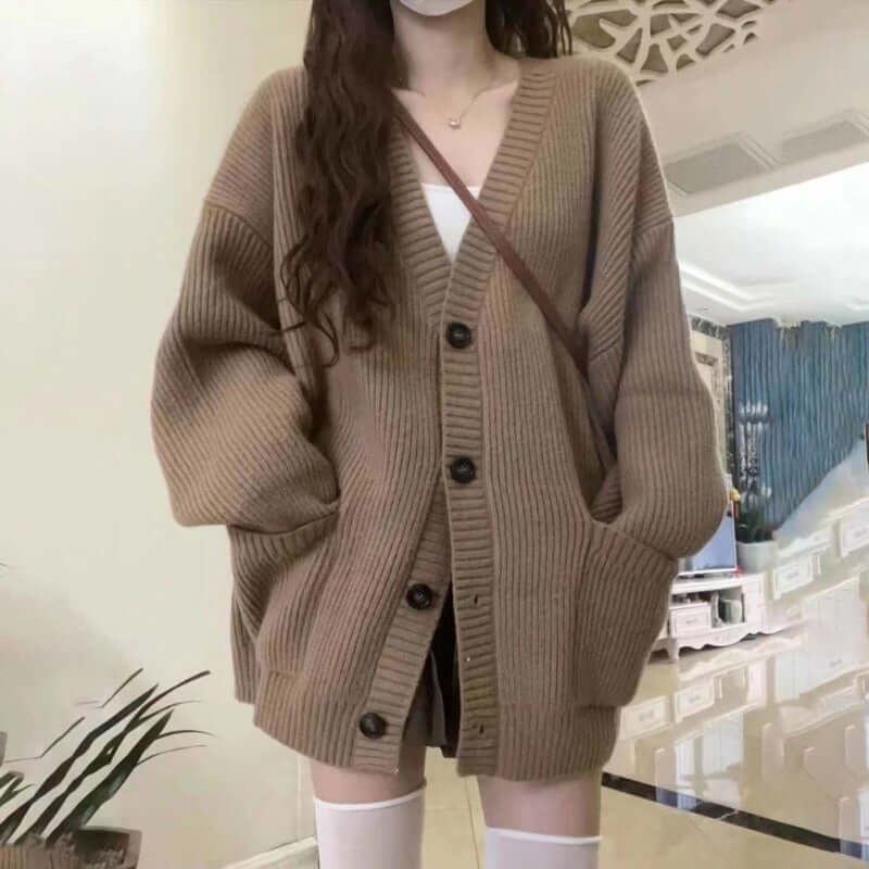 Women V-Neck Knit Cardigan Sweater