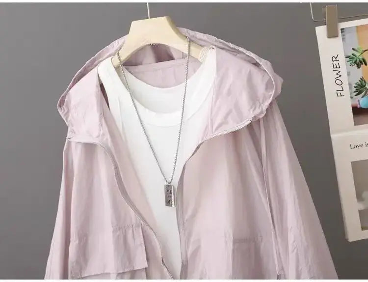 Women Lightweight Hooded Windbreaker