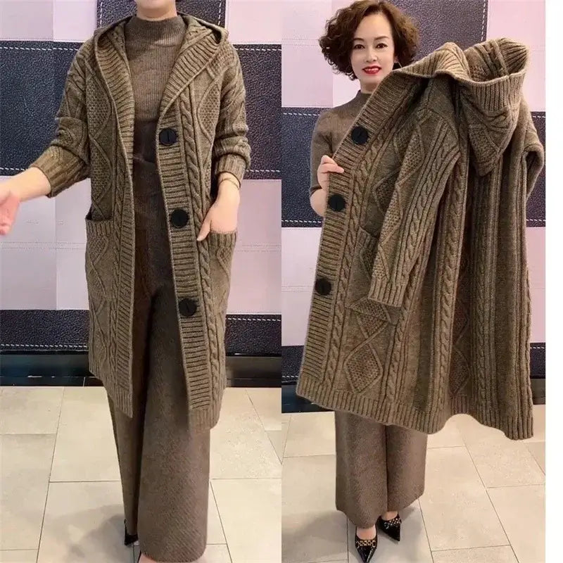 Women Twists Long Knit Cardigan